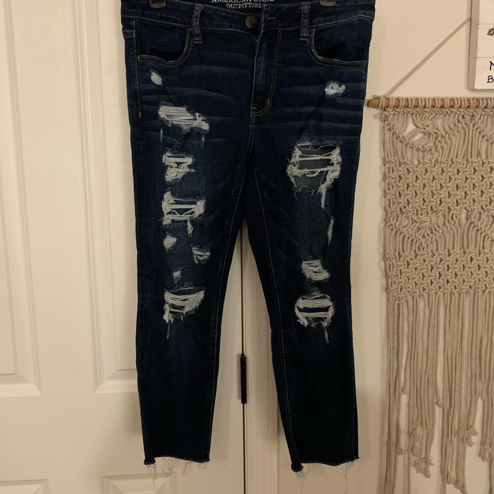 Cropped ripped jeans